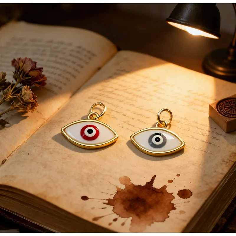 

5Pcs Pendants Gold Plated Evil Eye Charms for DIY Jewelry Necklace Bracelet Bohemian Style Daily Wear Party Accessories for Men