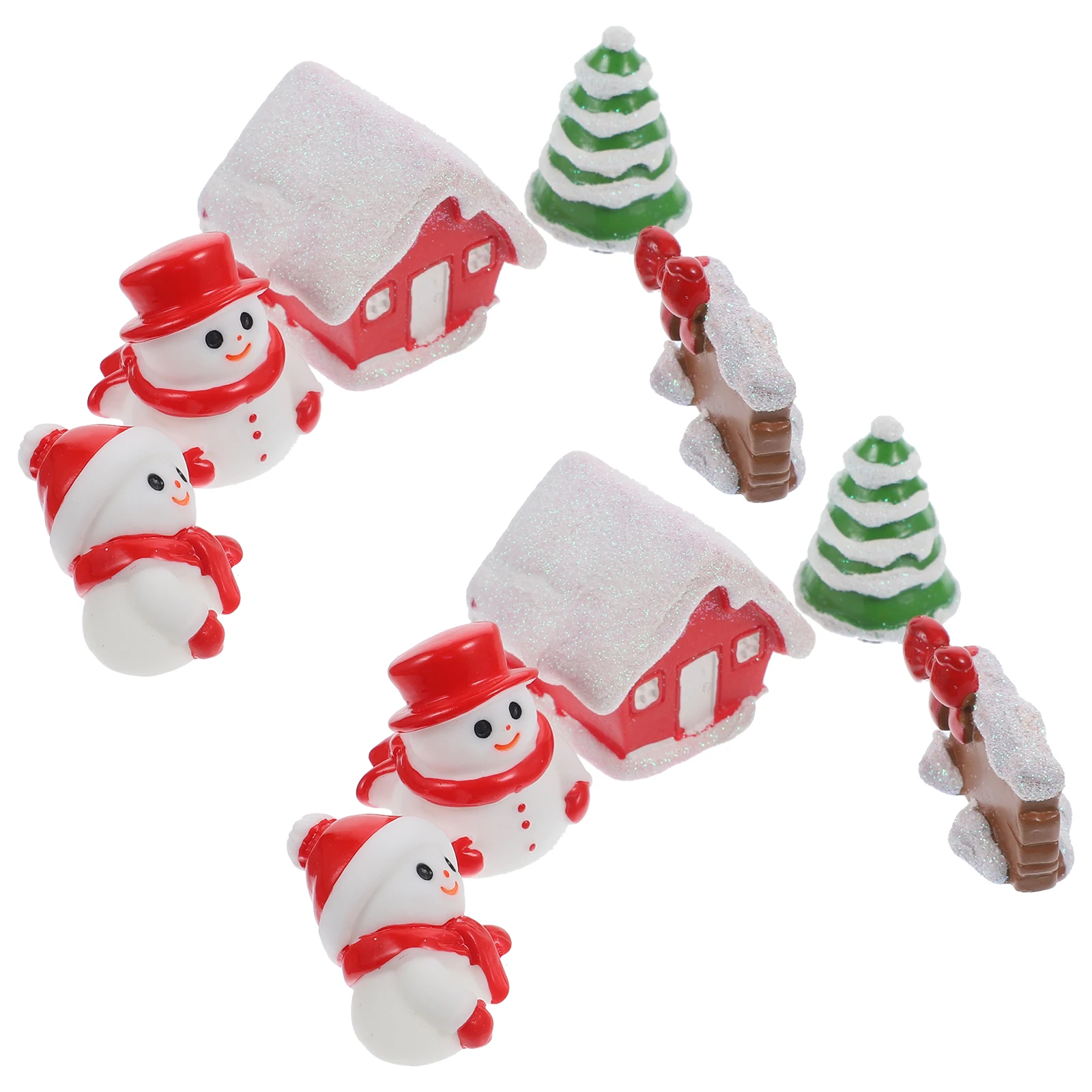 

10 Pcs Christmas Snow Scene naments Resin Miniature Decorative Models for Bedroom Kitchen Party Favors Xmas Supplies