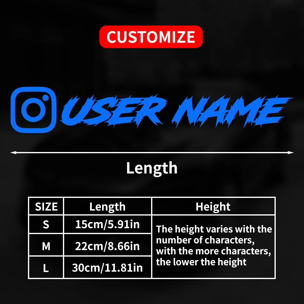 1PC aangepaste autosticker Instagram coole lettertypen waterdicht doe-het-zelf voertuigraam motorfiets fiets scooter helm duurzame vinylstickers