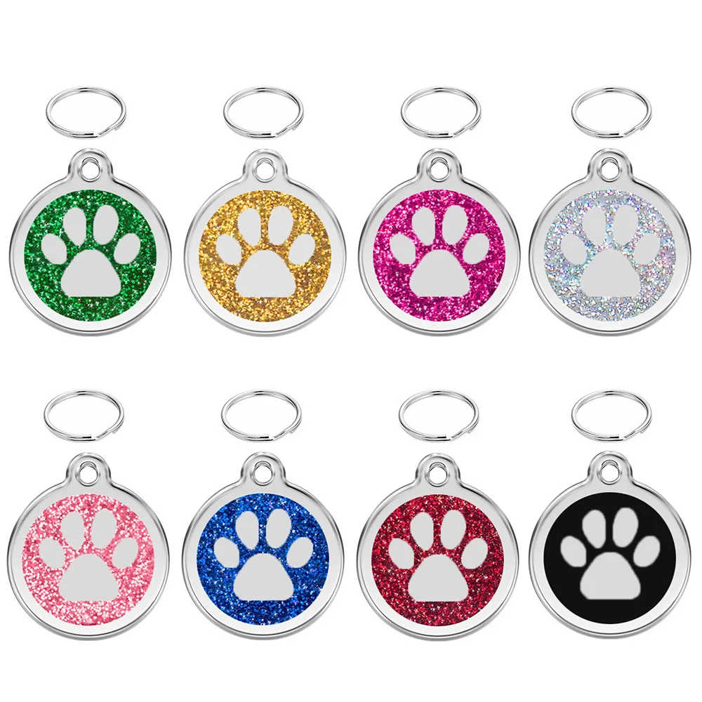 Wholesale 20Pcs Pet Dog Collar Round ID Tags Blank Medal Can Engraving Name Kitten Puppy Shiny Customizable Accessories Key Ring