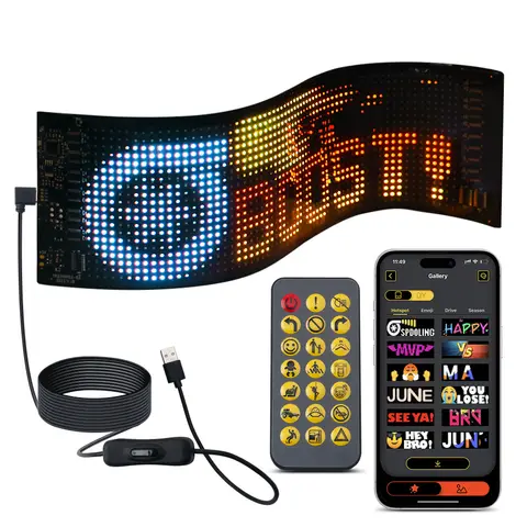 Rullande reklam LED-ljus bilskylt USB 5V Bluetooth appkontroll logotyp ljus programmerbar LED-display för bil bakruta 10 best sales Uber LED-skylt för bil - №2