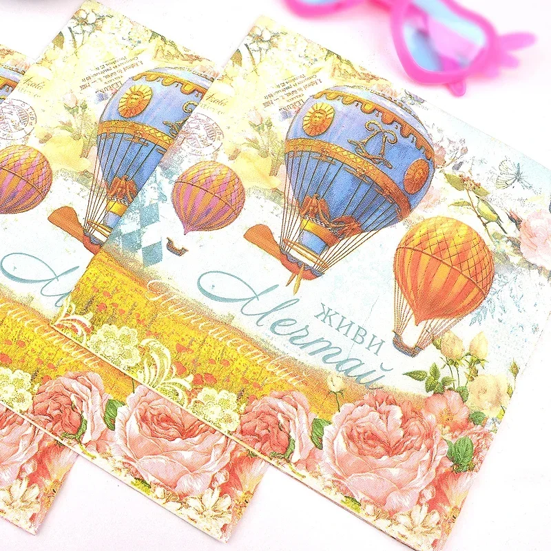 Hot Air Balloon Coloured Napkins Wedding Placemat Paper Rose Wine Glass Flower Arrangement Paper Hotel Mouth Cloth Paper Towel