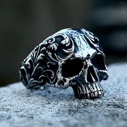 Gothic Vintage Skull Rings 316L Stainless Steel Punk Fashion Skeleton Ring For Men Women Biker Amulet Jewelry Gifts Dropshipping
