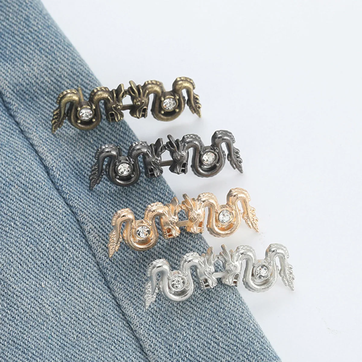 Adjustable Fasteners Dragon Shaped Waist Buckle for Jeans Tightener No Sewing Required Metal Button Adjuster for Pants Skirts