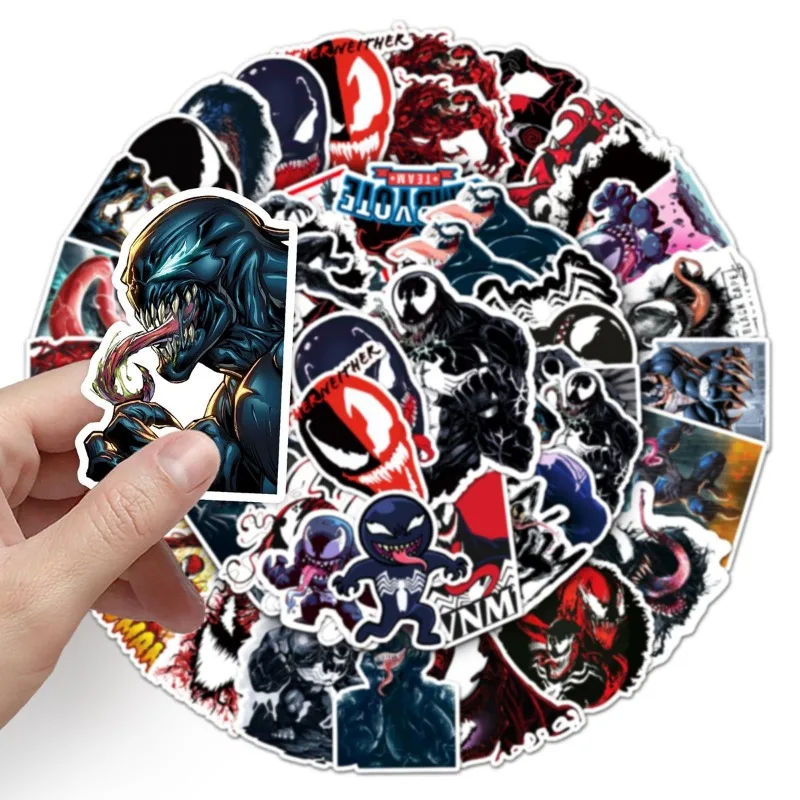 50PCS Venom Stickers Graffiti Personality Cartoons Marvel Movies Creative Stickers Scooter Trunk Creative Waterproof Stickers