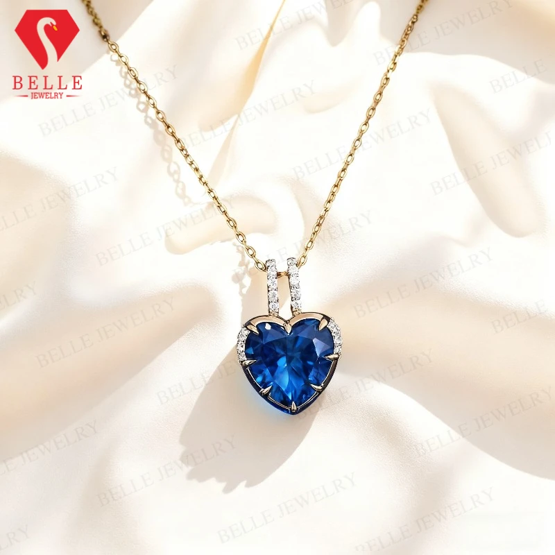 

Ожерелье в форме сердца из стерлингового серебра 925 пробы, золото 10 карат/14 карат/18 карат, изысканный набор безелей из драгоценных камней для выращивания в лаборатории, подарок на годовщину