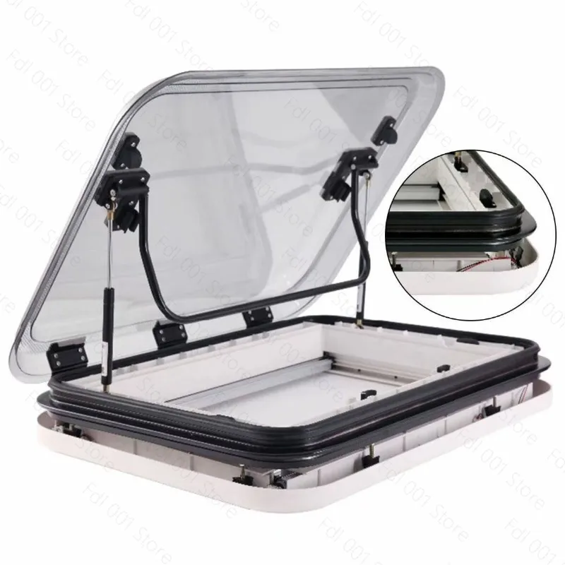 Aluminum alloy RV roof window RV sunroof, suitable for trailer RV with LED lights, gauze shading cross-border