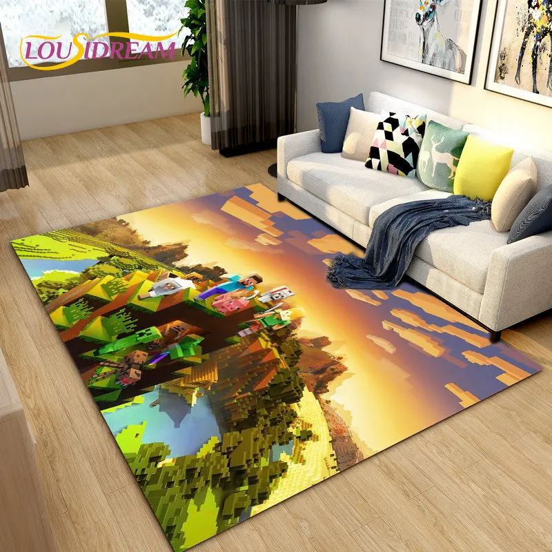 3D Sandbox Games gamer Area Rug Large,Carpet Rug for Living Room Bedroom Sofa Doormat Decoration,kids Play Non-slip Floor Mat