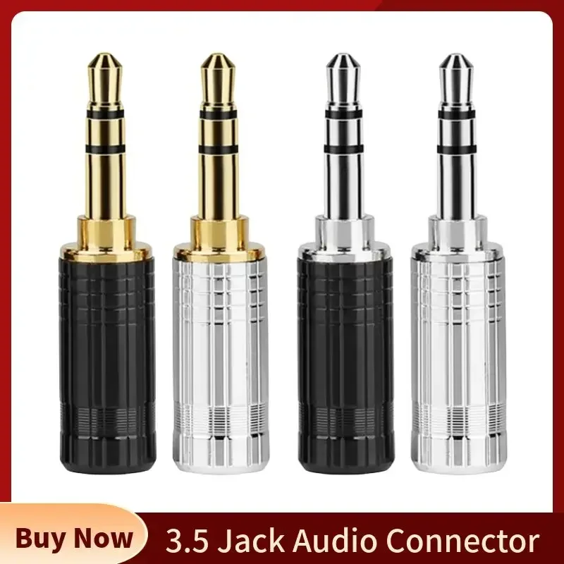 Jack 3.5mm Macho 3 Polos Chapado en Rodio para Altavoz