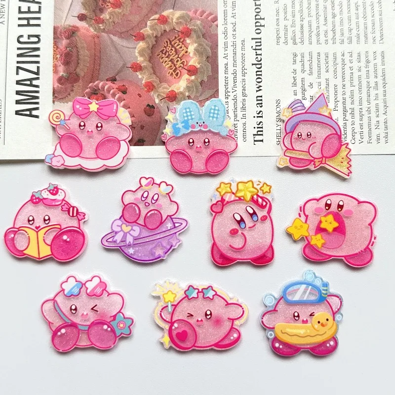 

10pcs/set Kirby Kawaii DIY Hair Clip Hair Accessory Brooch Refrigerator Patch Badge Accessory Cute Q Version Patch Gift
