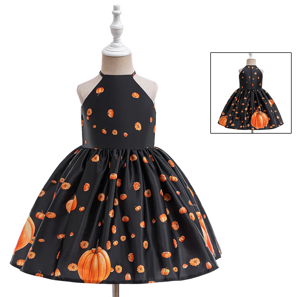 

0-3 Year Baby Girl Party Dresses Sleeveless Pumpkin Lamp Print Children'S Clothing Infants Kids Halloween Costume Princess Dress