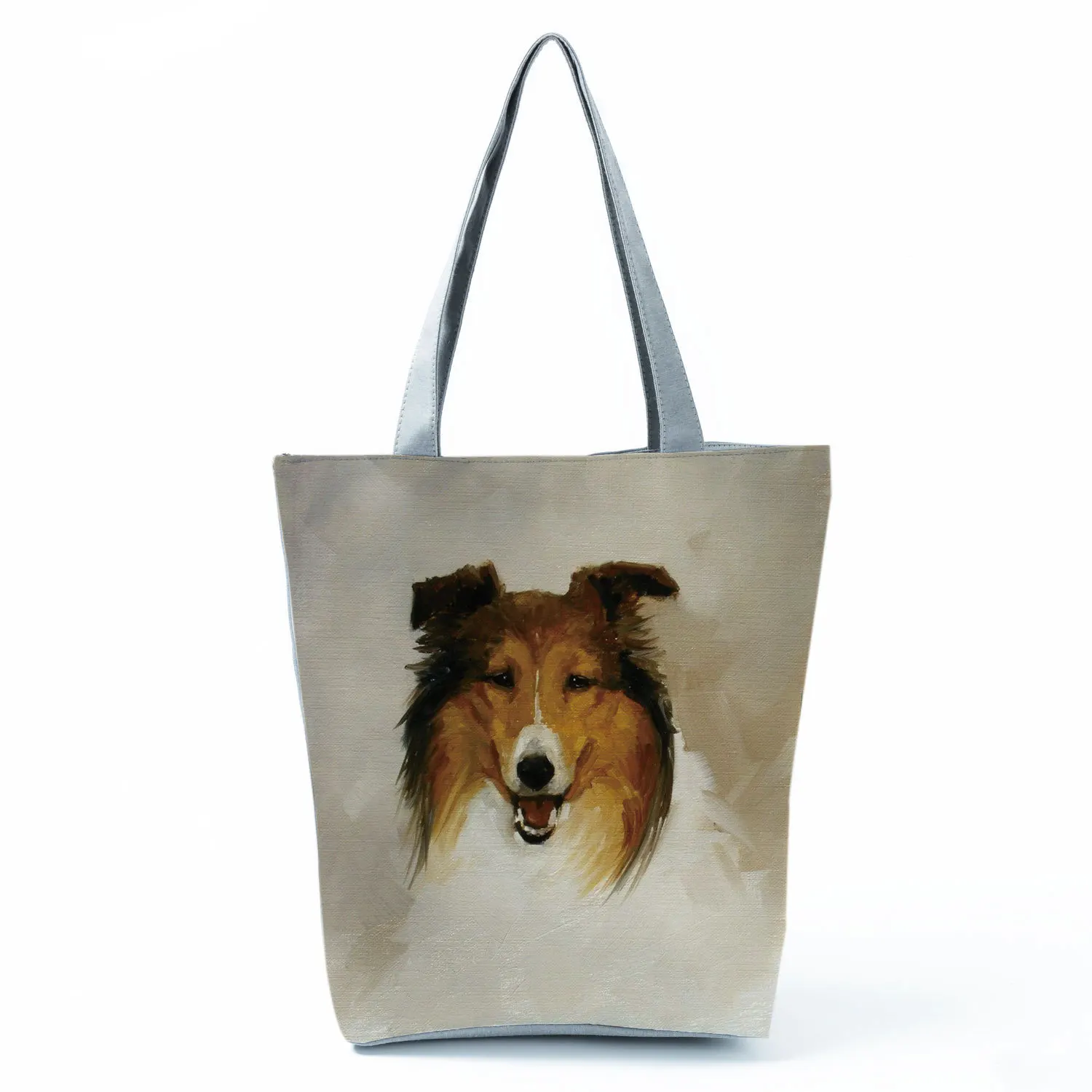 Polyester Collie Dog Shopping Bag Shopper Reusable Grocery Tote Shetland Sheepdog Bag