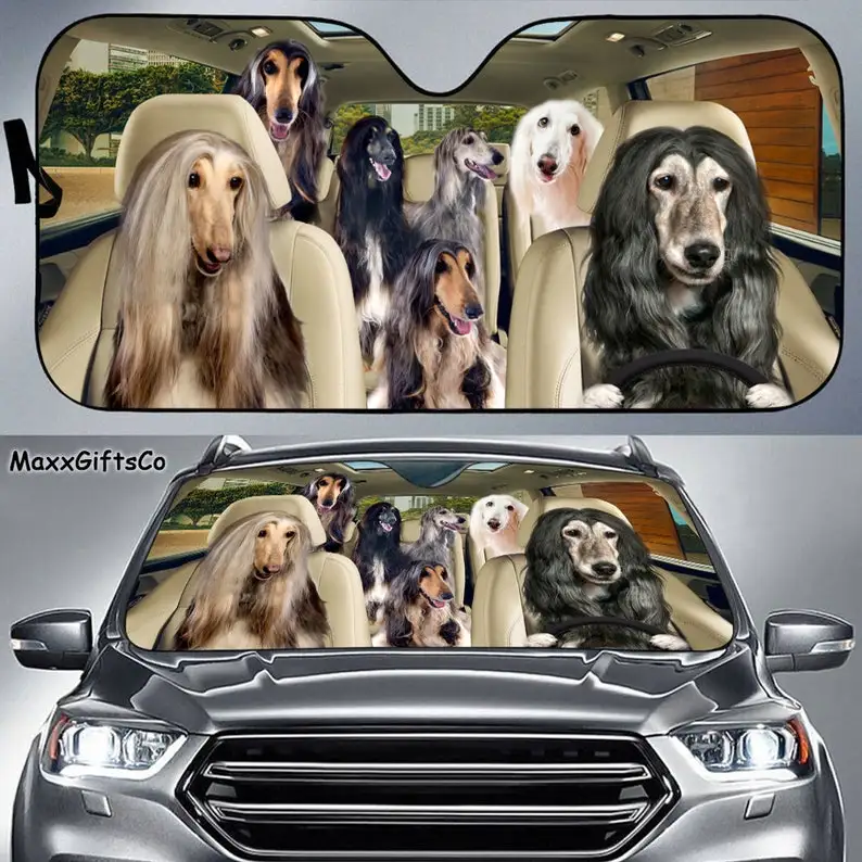 

Afghan Hound Car Sun Shade, Afghan Hound Windshield, Afghan Hound Family Sunshade, Dogs Car Accessories, Car Decoration, Gift Fo