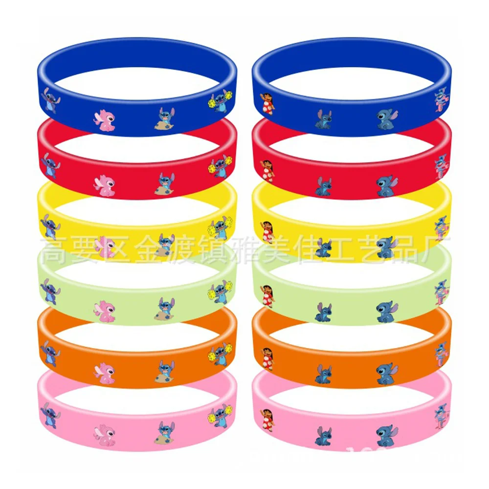 6/12Pcs Disney Lilo&Stitch Bracelet Anime Figure Stitch Silicone Kids Wristband Toy Cosplay Accessories Girls Kids Birthday Gift