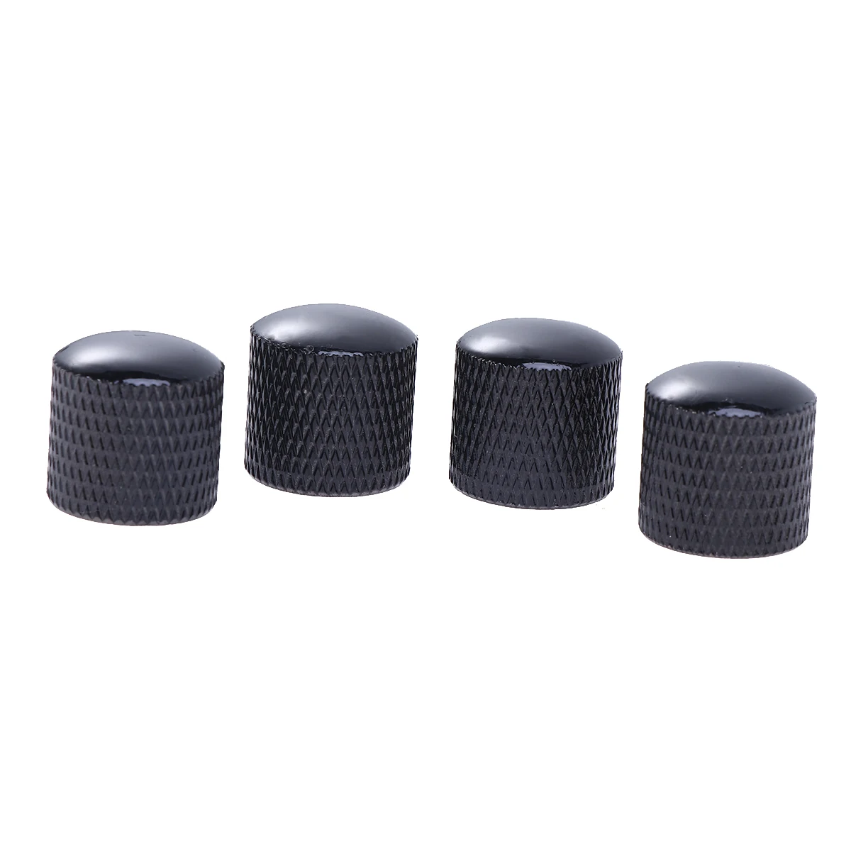 

4 Pcs Electric Guitar Knob Black Key Knurled Style Knobs Buttons Glossy Dome Metal