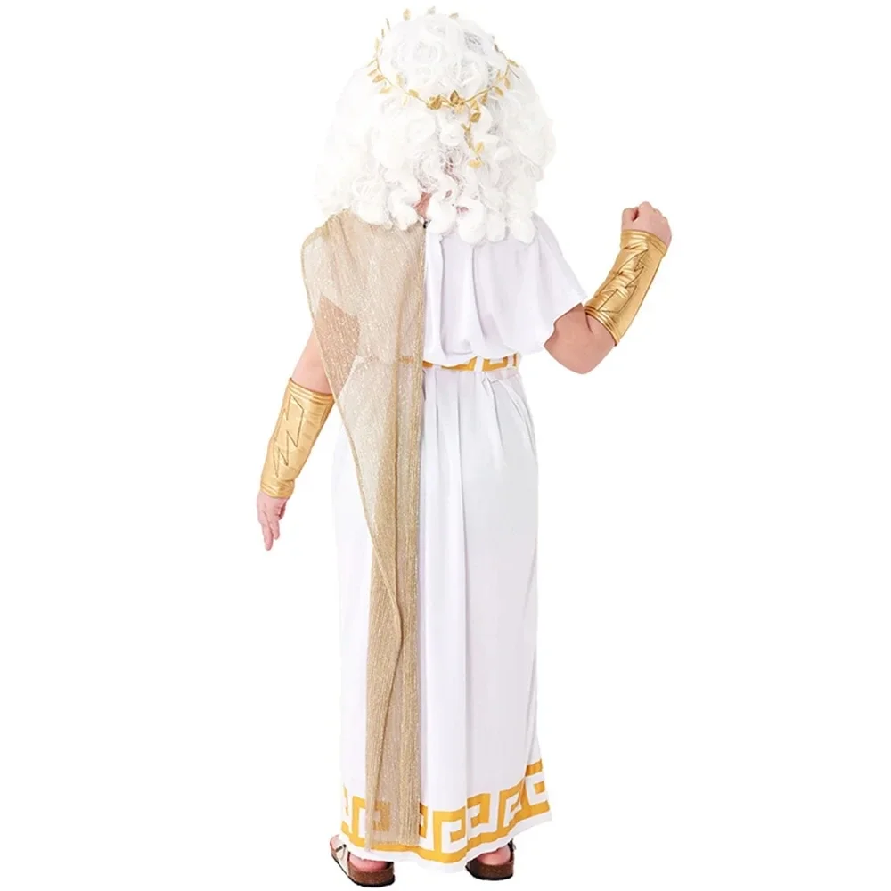 Halloween Cosplay Oude Griekse Goden Zeus Kostuums Kinderen Koning Van Rome Carnaval Show Rollenspel Feestjurk