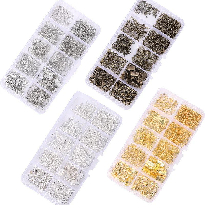 10 grid boxed accessories lobster clasp horse clasp open single rings ear hook 9 pin DIY earrings necklace material