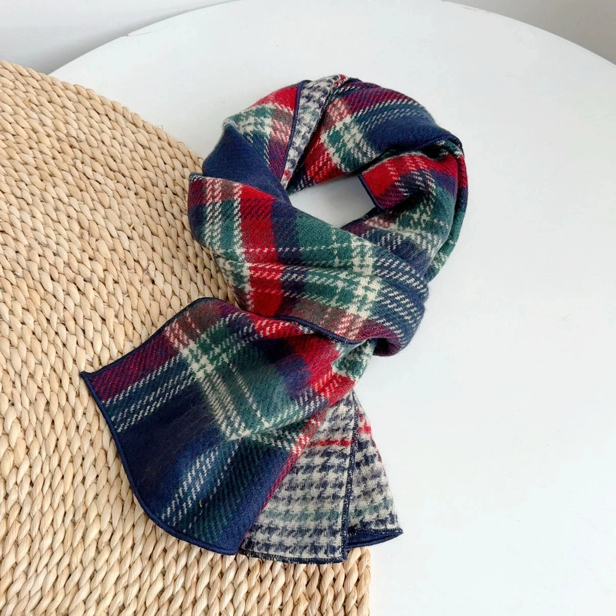 

Осенне-зимний двусторонний утолщенный шарф из искусственного кашемира в британском стиле, теплые тонкие шарфы для мужчин и женщин