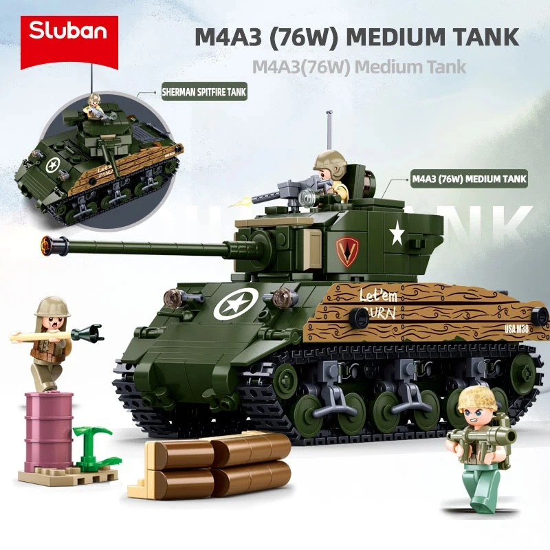 Sluban WW2 Military Aircraft Tanks Building Blocks Iwo Jima Battle Scene Model Bricks With Mini Figures DIY Toy For Kids Gifts