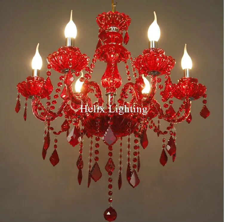 Hot Selling Red K9 Crystal Chandelier Lustre Crystal Chandelier Optional Lustres De Cristal Chandelier AC Guaranteed Free Ship