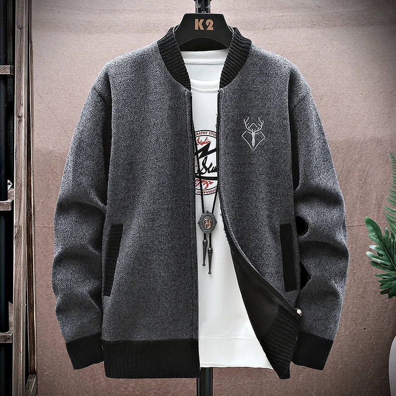 

Свитер, вязаный мужской зимний удобный пуловер, теплая мужская вязаная куртка высшего качества, дышащий джемпер, облегающий повседневный свитер