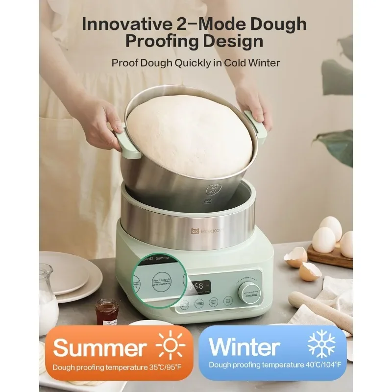 Electric Dough Maker with Proof Dough Function, Microcomputer Timing, 4.5Qt 304 Stainless Steel Bowl, Dough Mixer