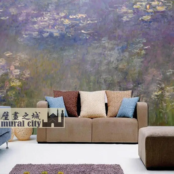 

Пользовательские 3D Моне, водяная лилия, импрессионистский минималистский пруд, водяная лилия, обои, картина маслом, фреска для гостиной, ТВ, фон, стена