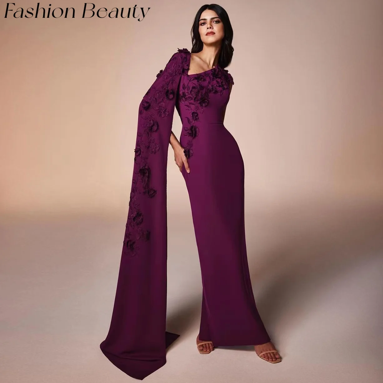 Fashion Beauty Prom Dresses One Shoulder Flower Appliqued Sexy Backless Formal Occasion Dress For Women 2024 vestidos de noche