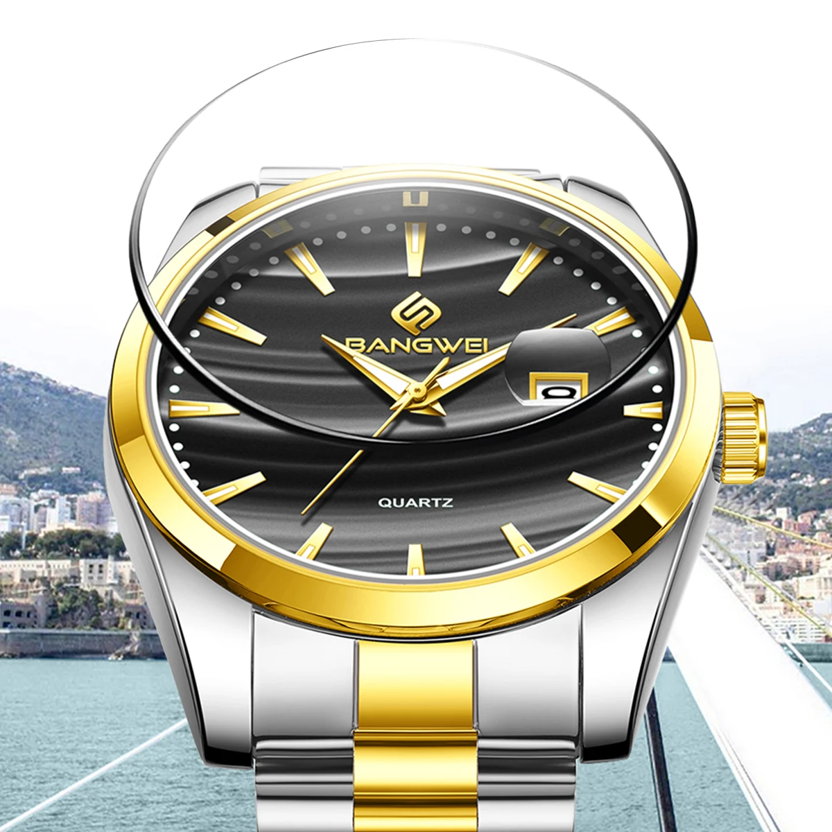 BANGWEI 2026 Luxury Man Watches Simple Dial Business Casual Classic Clock Waterproof Luminous Auto Dates Quartz Watches for Men