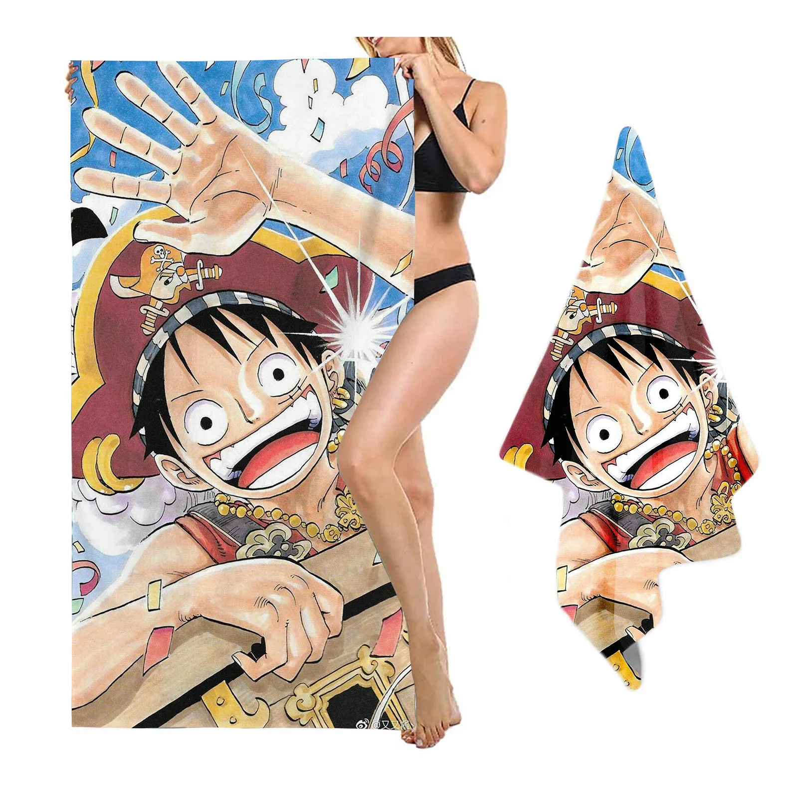 

One Piece Beach Towels Quick Dry Microfiber Large Monkey D Luffy Children Soft Sand Free Skin-Friendly Shower Cute Bathroom