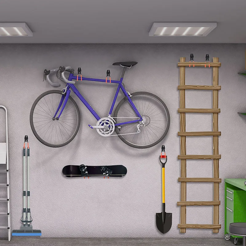 Confezione da 6 ganci per Garage gancio in metallo per impieghi gravosi organizzatore per Garage montaggio a parete appendiabiti per Garage ganci portaoggetti per scale da giardino