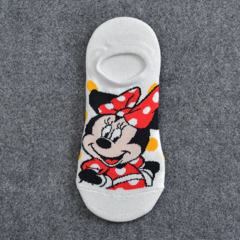 Disney Anime Figure Socks Mickey Minnie Mouse Women\'s Short Socks Girl Cute Lnvisible Cotton Ankle Cartoon Summer Anti Slip Sock