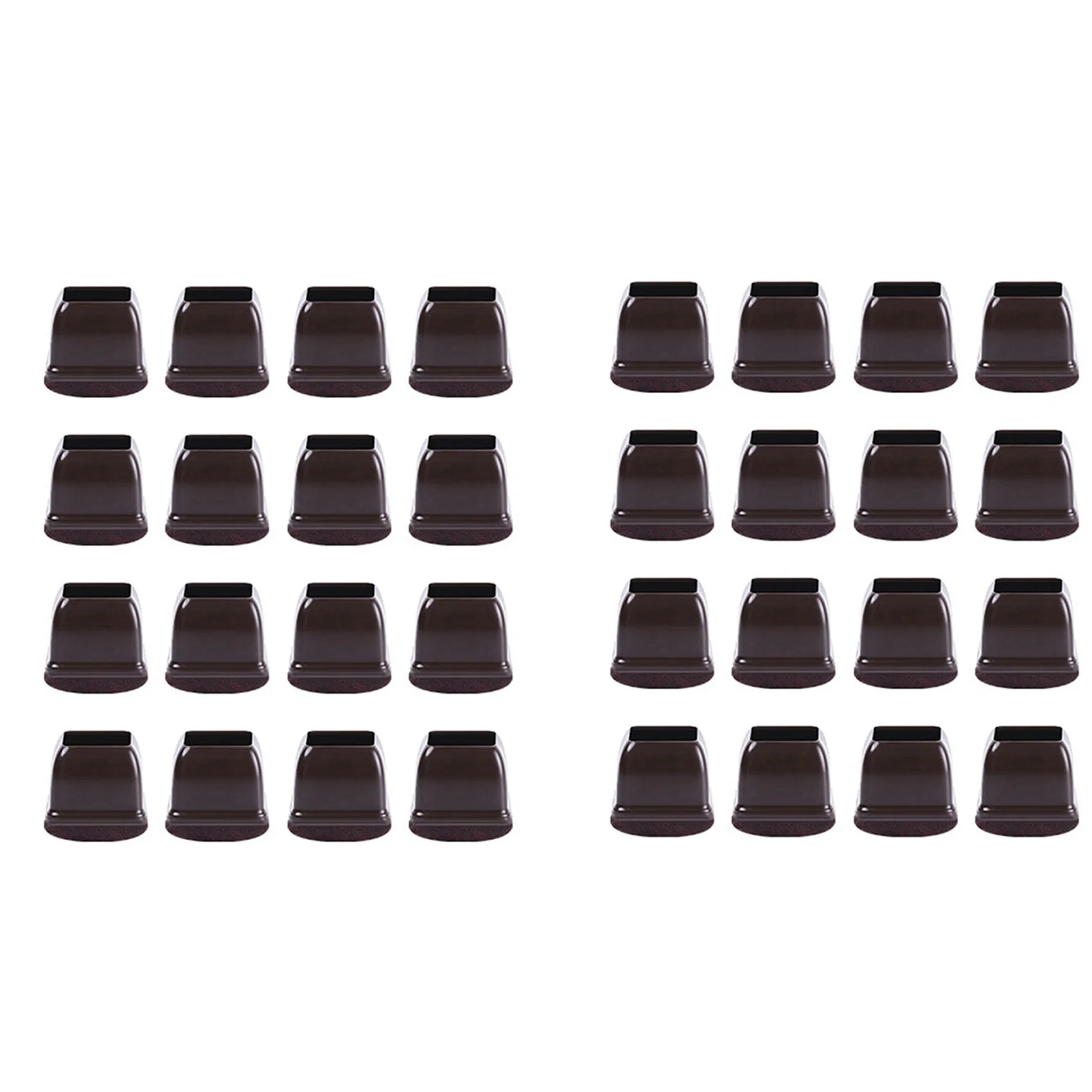 ABRE-32 Pcs Brown Silicone Chair Leg Floor Protectors, Square Chair Leg Caps With Wrapped Felt, Fit: 0.55 Inch-0.75 Inch