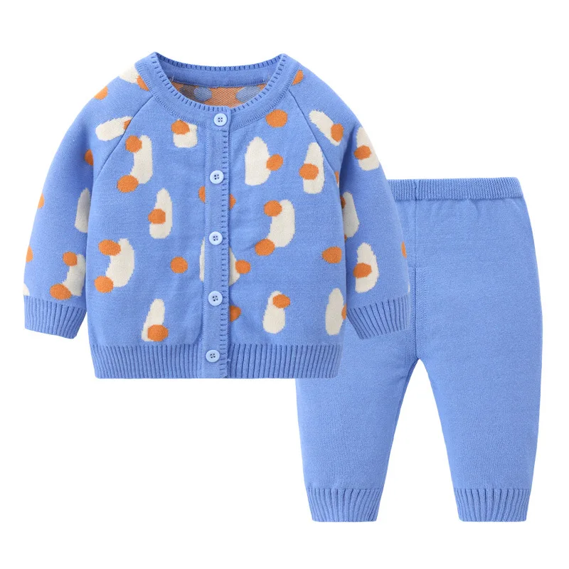 Spring Newborn Girls Clothes Boys Outfit Set Korean Cartoon Cute Knit Cardigan+Pants Baby Costume Toddler Fall Clothing BC2273