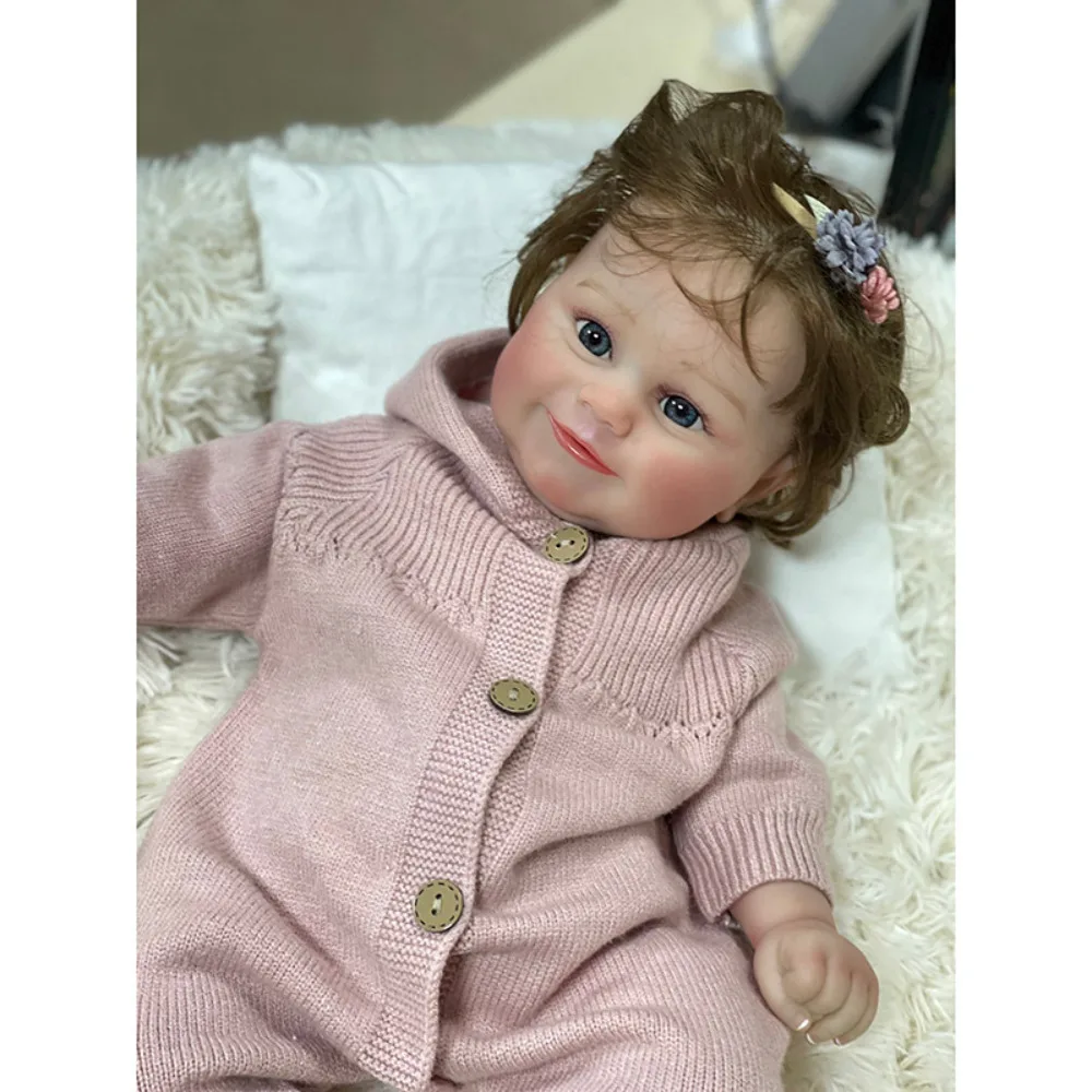 49CM Bebê Reborn Doll Maddie Smile Face Reborn Baby Real Looking Baby Dolls Muñeca Reborn Bebe with Visible Veins Toys for Girls