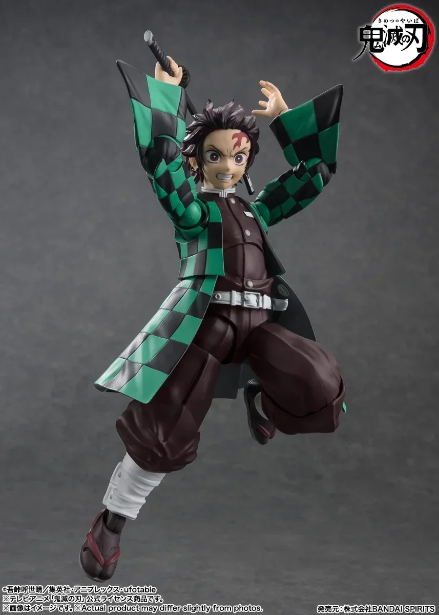 Originale Bandai Demon Slayer S.H. Figuards Kamado Tanjirou Anime Action Figure in scatola giocattoli modello da collezione