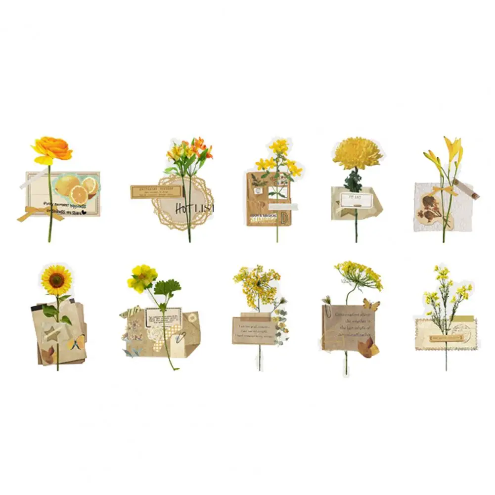 สติกเกอร์พิมพ์ลายดอกไม้มีความแม่นยำสูงชุดสติ๊กเกอร์รูปลอกธีมวินเทจที่การตกแต่ง DIY สำหรับอัลบัมภาพ