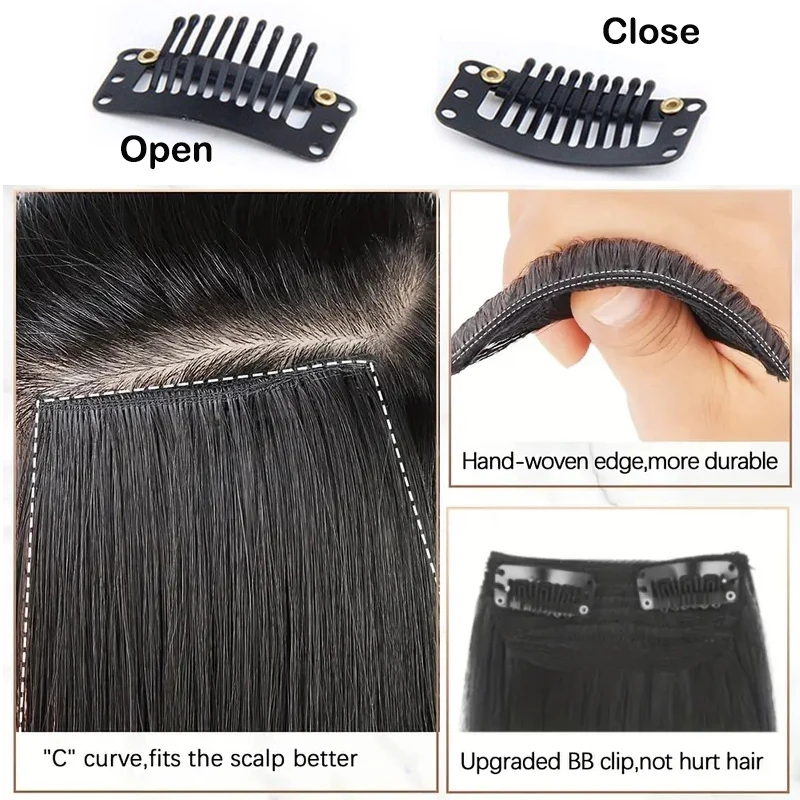 30cm Synthetic Short Straight Pad Invisible Hair Extension Lining of Hair Top Side Cover Hairpiece for Women