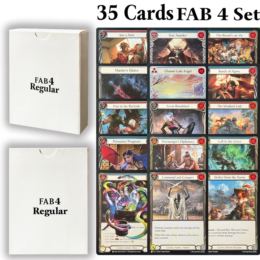 

35 шт./компл. FAB 4 обычных игровых карт Proxy Shelter from the Storm Hunter'sKlaive Savor Bloodshed Just a Nick Tear Asunder TCG Card