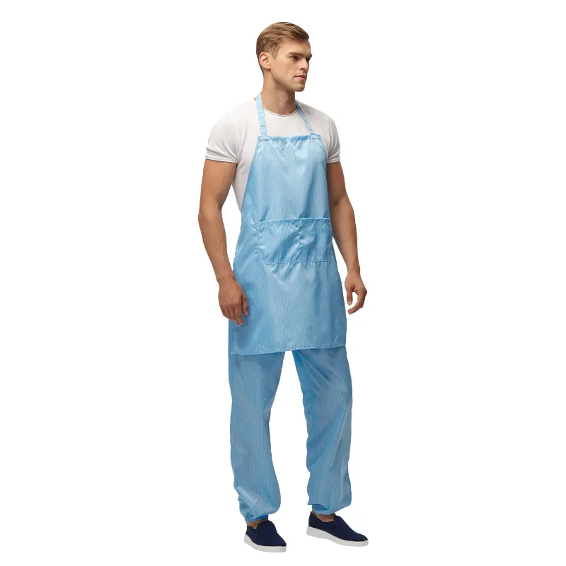 H-1134 ESD Anti-Static Apron, Conductive Fabric Workwear with Pocket, Customizable for Lab/Pharma/Electronics