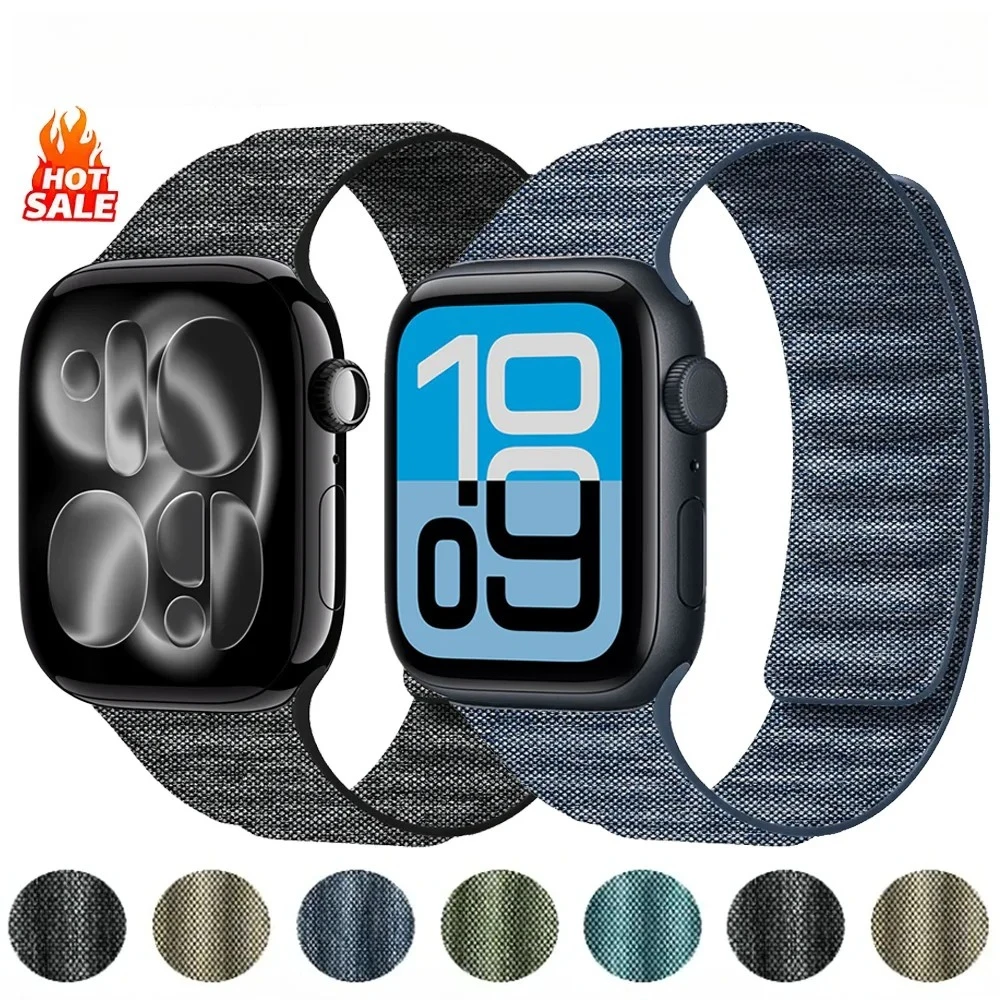 Correa magnética vaquera para Apple Watch 49mm 46mm 42mm 45mm 41mm 44mm 40mm pulsera iWatch Ultra 3 2 11 10 9 8 7 6 5 4 SE