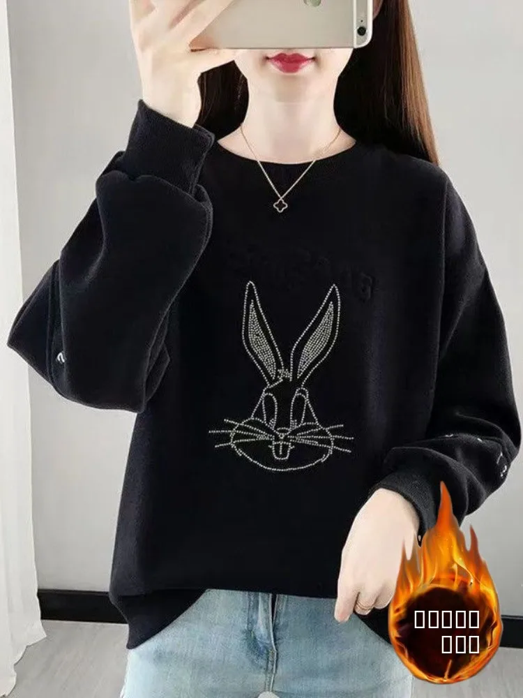New 2025 Women's Letter Sweatirt Thin Long Sve round Ne Autumn Faion Outerwear Comfortable Loose Fit Korean Sle