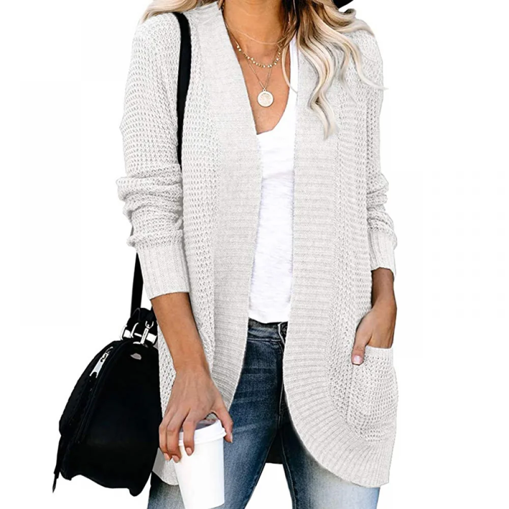 Autumn Fashion Imitation Mink Fur Knitted Cardigan Long Sleeve Button Loose Sweater Lady Warm Knitwear Top Long Cardigan