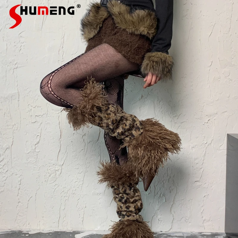 

Japanese Subculture Sexy Hosiery Floral Fishnet Brown Leopard Dark Black Punk Style Millennium Pantyhose Women's Y2k Stockings