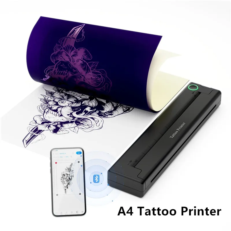 

Принтер для татуировки, термокопировальный аппарат с трафаретом, беспроводной Bluetooth, профессиональный принтер для бумаги формата А4, совместимый с Android IOS