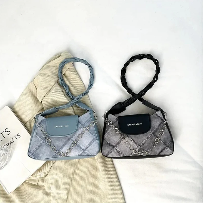 

1PC Womens Trendy Shoulder Bag Stylish Messenger Crossbody Purse Braided Strap Casual Underarm Handbag