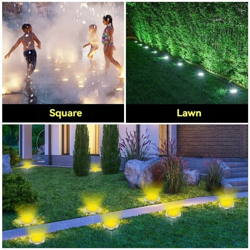 Solar Buried Light Color LED Convertible Stainless Steel Outdoors Landscape Light Waterproof Garden Courtyard Lawn Light