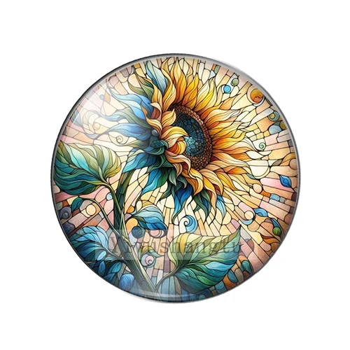 Beautiful Yellow Sunflower Art Paintings 12mm/18mm/20mm/25mm Round photo glass cabochon demo flat back Making findings