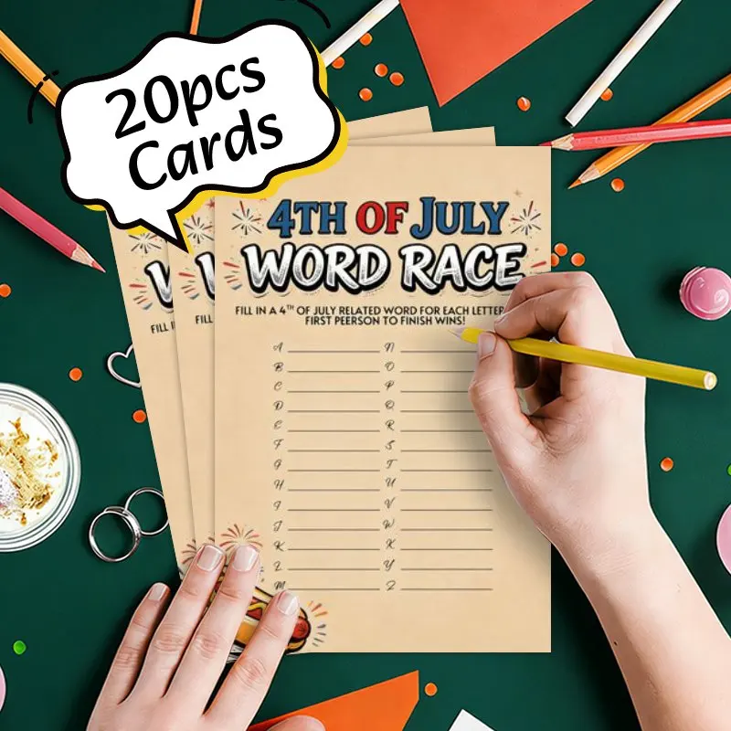 20PCS Word Racing Party Cards, Suitable for Teenagers and Adults, Party Games, Sweet Party Decorations and Supplies