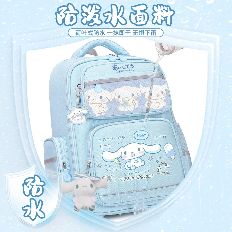 Sanrio-mochila escolar para estudiantes, resistente a las manchas, informal, impermeable, ligera, con hombrera, Cinnamoroll Babycinnamoroll